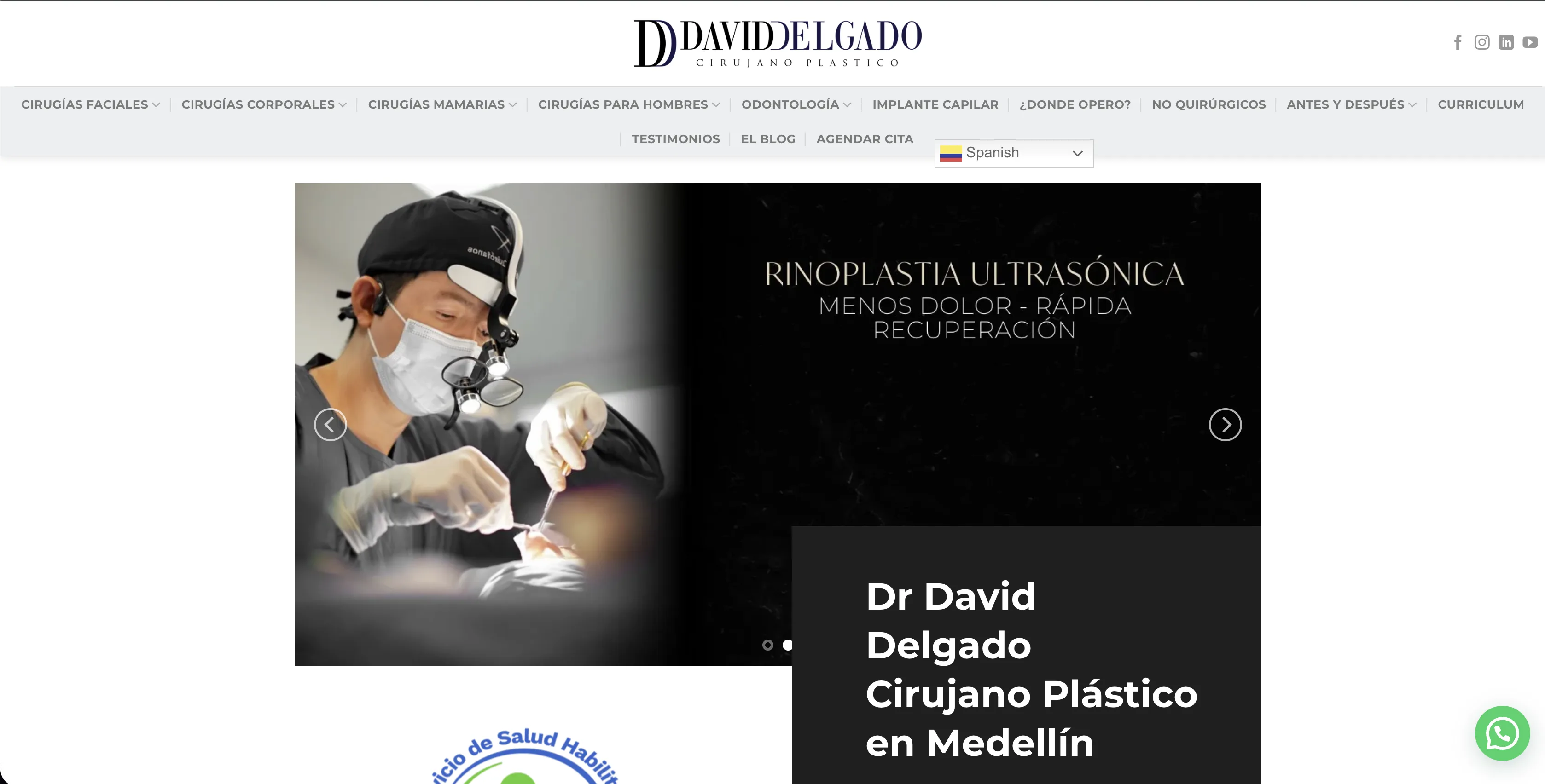 daviddelgadocirujano.com — sitio ES marca principal Dr. David Delgado