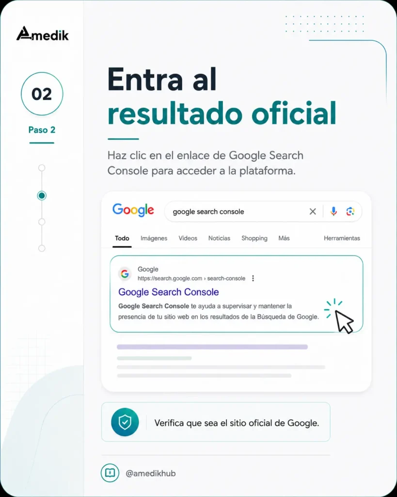 Actualización de GSC - Mide redes sociales paso 2 - Amedik - Medellín,Colombia