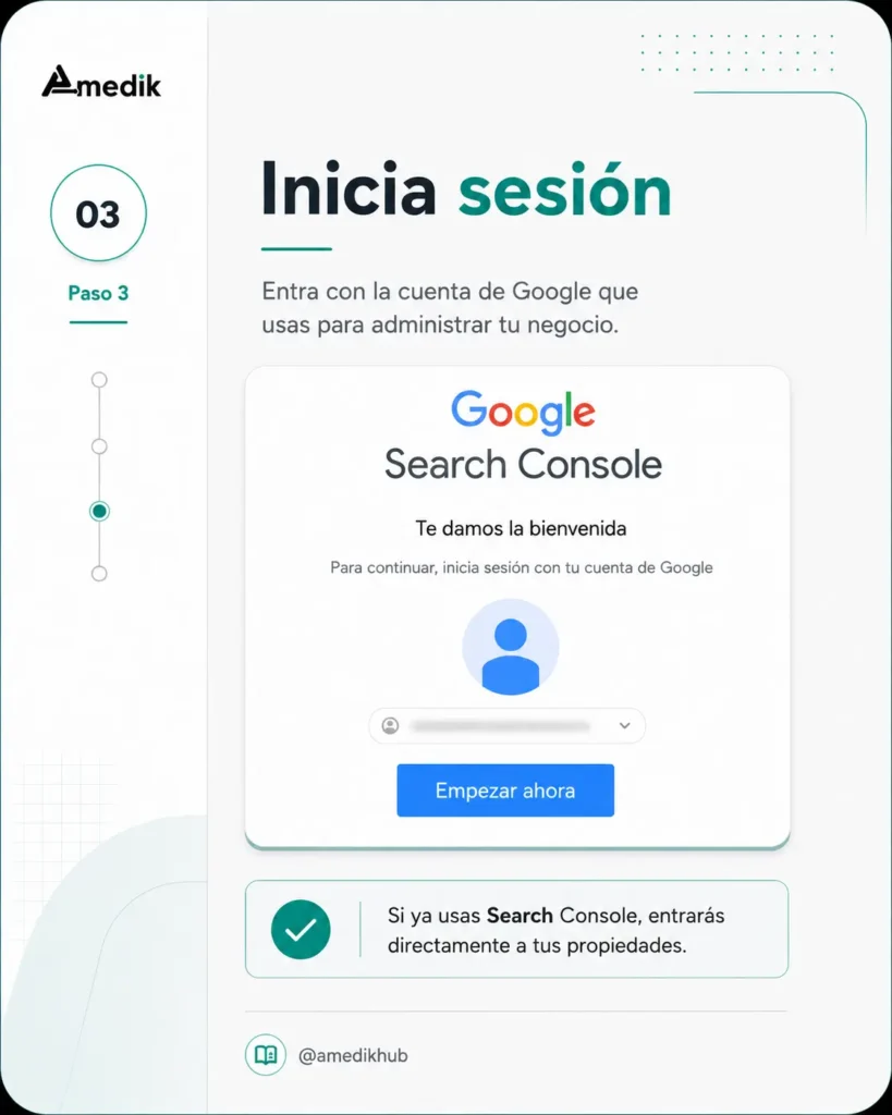 Actualización de GSC - Mide redes sociales paso 3 - Amedik - Medellín,Colombia