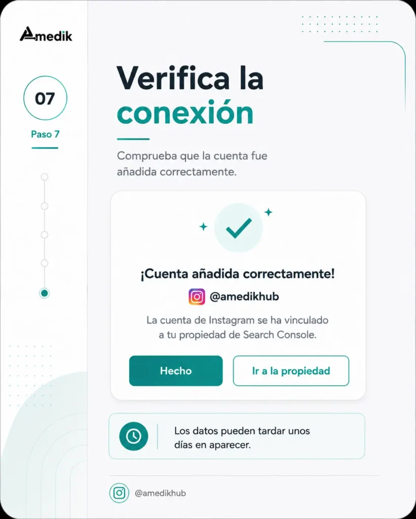 Actualización de GSC - Mide redes sociales paso 7 - Amedik - Medellín,Colombia